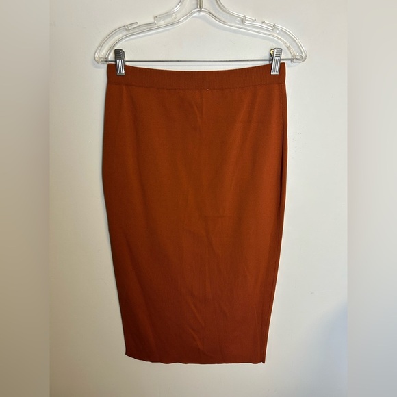 Endless Rose Midi Skirt Slip Hem Size M Bodycon pull on Stretch Fall Old Money - Picture 7 of 10